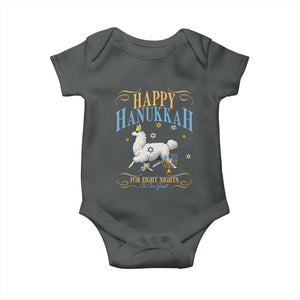 Funny Happy Hanukkah Llama Be Our Guest For Eight Nights Gift Baby Onesie Funny Hanukkah Gift TS12 Dark Heather Print Your Wear