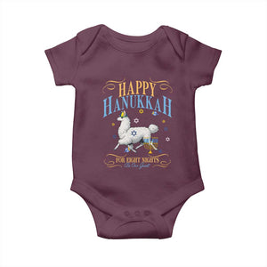 Funny Happy Hanukkah Llama Be Our Guest For Eight Nights Gift Baby Onesie Funny Hanukkah Gift TS12 Maroon Print Your Wear