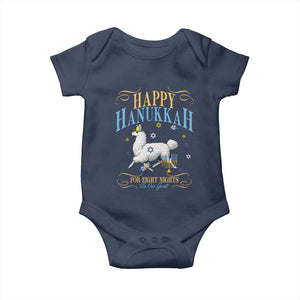 Funny Happy Hanukkah Llama Be Our Guest For Eight Nights Gift Baby Onesie Funny Hanukkah Gift TS12 Navy Print Your Wear
