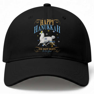 Funny Happy Hanukkah Llama Be Our Guest For Eight Nights Gift Baseball Cap Funny Hanukkah Gift TS12 Print Your Wear