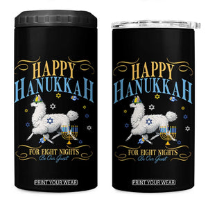 Funny Happy Hanukkah Llama Be Our Guest For Eight Nights Gift 4 in 1 Can Cooler Tumbler Funny Hanukkah Gift TS12 One Size: 16 oz Black Print Your Wear