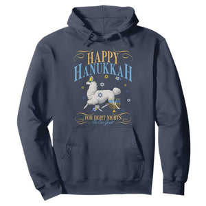 Funny Happy Hanukkah Llama Be Our Guest For Eight Nights Gift Hoodie Funny Hanukkah Gift TS12 Navy Print Your Wear