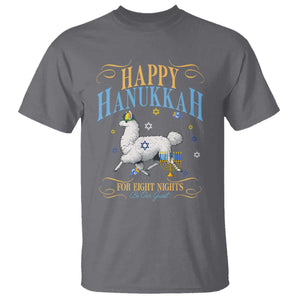 Funny Happy Hanukkah Llama Be Our Guest For Eight Nights Gift T Shirt Funny Hanukkah Gift TS12 Charcoal Print Your Wear