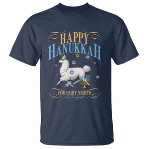 Funny Happy Hanukkah Llama Be Our Guest For Eight Nights Gift T Shirt Funny Hanukkah Gift TS12 Navy Print Your Wear