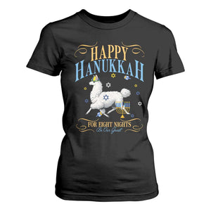 Funny Happy Hanukkah Llama Be Our Guest For Eight Nights Gift T Shirt For Women Funny Hanukkah Gift TS12 Black Print Your Wear
