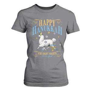 Funny Happy Hanukkah Llama Be Our Guest For Eight Nights Gift T Shirt For Women Funny Hanukkah Gift TS12 Charcoal Print Your Wear