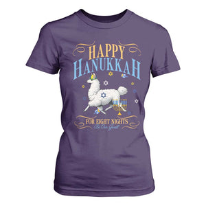 Funny Happy Hanukkah Llama Be Our Guest For Eight Nights Gift T Shirt For Women Funny Hanukkah Gift TS12 Purple Print Your Wear