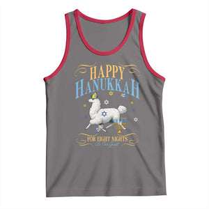Funny Happy Hanukkah Llama Be Our Guest For Eight Nights Gift Tank Top Funny Hanukkah Gift TS12 Deep Heather Red Print Your Wear