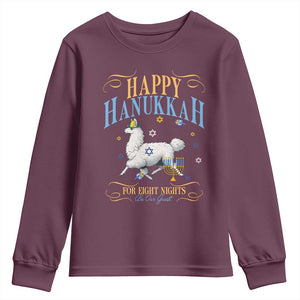 Funny Happy Hanukkah Llama Be Our Guest For Eight Nights Gift Youth Sweatshirt Funny Hanukkah Gift TS12 Maroon Print Your Wear