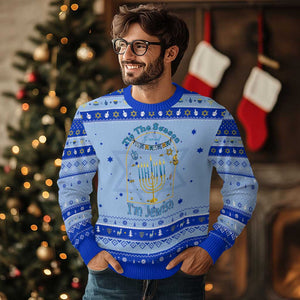 Funny Chanukkah Gift Hanukkah Ugly Sweater Tis The Season To Remind Everyone Im Jewish TS12 Light Blue Royal Blue Print Your Wear