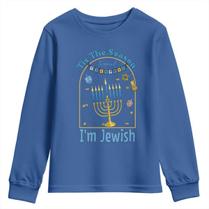 Funny Hanukkah Gift Youth Sweatshirt Tis The Season To Remind Everyone Im Jewish TS12 Royal Blue Print Your Wear