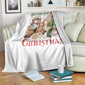 Funny Snowman Cowboy Howdy Christmas Throw Blanket Western Holiday Gift TS12 Print Your Wear