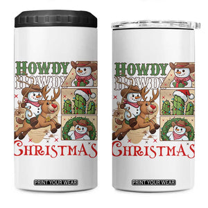 Funny Snowman Cowboy Howdy Christmas 4 in 1 Can Cooler Tumbler Western Holiday Gift TS12 One Size: 16 oz White Print Your Wear