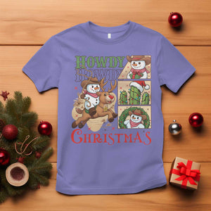 Funny Snowman Cowboy Howdy Christmas T Shirt Western Holiday Gift TS12 Violet Print Your Wear