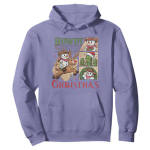 Funny Snowman Cowboy Howdy Christmas Hoodie Western Holiday Gift TS12 Violet Print Your Wear