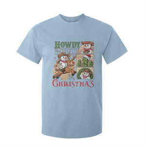 Funny Snowman Cowboy Howdy Christmas T Shirt For Kid Western Holiday Gift TS12 Light Blue Print Your Wear