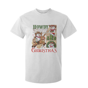 Funny Snowman Cowboy Howdy Christmas T Shirt For Kid Western Holiday Gift TS12 White Print Your Wear