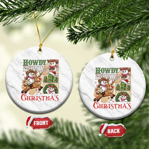 Funny Snowman Cowboy Howdy Christmas Ceramic Ornament Western Holiday Gift TS12 1pc White Marble Print Your Wear
