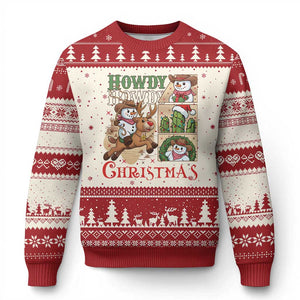 Funny Snowman Cowboy Howdy Xmas Ugly Christmas Sweater Western Holiday Gift TS12 Beige Red Print Your Wear