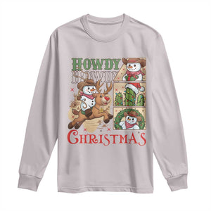 Funny Snowman Cowboy Howdy Christmas Long Sleeve Shirt Western Holiday Gift TS12 Ice Gray Print Your Wear
