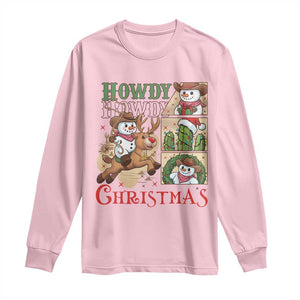 Funny Snowman Cowboy Howdy Christmas Long Sleeve Shirt Western Holiday Gift TS12 Light Pink Print Your Wear