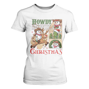 Funny Snowman Cowboy Howdy Christmas T Shirt For Women Western Holiday Gift TS12 White Print Your Wear
