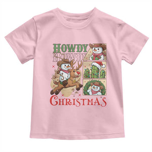 Funny Snowman Cowboy Howdy Christmas Toddler T Shirt Western Holiday Gift TS12 Light Pink Print Your Wear