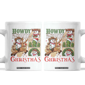 Funny Snowman Cowboy Howdy Christmas Coffee Mug Western Holiday Gift TS12 White Print Your Wear