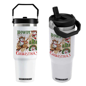 Funny Snowman Cowboy Howdy Christmas Flip Straw Tumbler Western Holiday Gift TS12 One Size: 30 oz White Print Your Wear