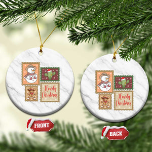Howdy Christmas Postage Stamp Ceramic Ornament Western Life Holiday Gift TS12 1pc White Marble Print Your Wear