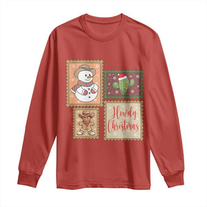 Howdy Christmas Postage Stamp Long Sleeve Shirt Western Life Holiday Gift TS12 Red Print Your Wear