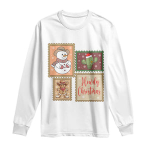 Howdy Christmas Postage Stamp Long Sleeve Shirt Western Life Holiday Gift TS12 White Print Your Wear