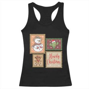 Howdy Christmas Postage Stamp Racerback Tank Top Western Life Holiday Gift TS12 Black Print Your Wear