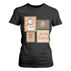 Howdy Christmas Postage Stamp T Shirt For Women Western Life Holiday Gift TS12 Black Print Your Wear
