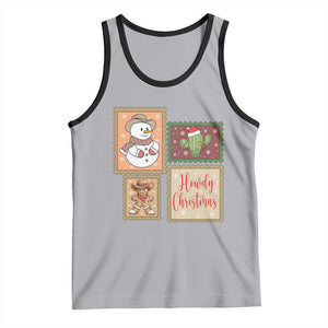 Howdy Christmas Postage Stamp Tank Top Western Life Holiday Gift TS12 Athletic Heather Black Print Your Wear