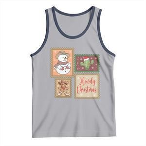 Howdy Christmas Postage Stamp Tank Top Western Life Holiday Gift TS12 Athletic Heather Navy Print Your Wear