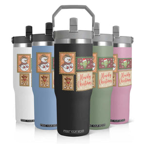 Howdy Christmas Postage Stamp Flip Straw Tumbler Western Life Holiday Gift TS12 Print Your Wear