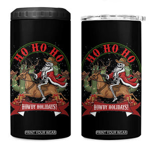 Funny Western Skeleton Cowboy Christmas 4 in 1 Can Cooler Tumbler Howdy Holidays TS12 One Size: 16 oz Black Print Your Wear