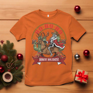 Funny Western Skeleton Cowboy Christmas T Shirt Howdy Holidays TS12 Orange Print Your Wear