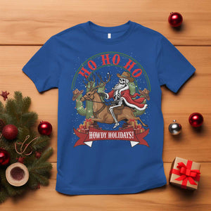 Funny Western Skeleton Cowboy Christmas T Shirt Howdy Holidays TS12 Royal Blue Print Your Wear