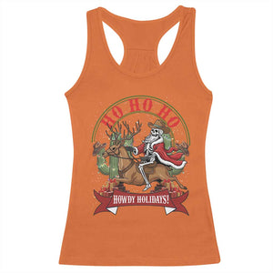 Funny Western Skeleton Cowboy Christmas Racerback Tank Top Howdy Holidays TS12 Orange Print Your Wear