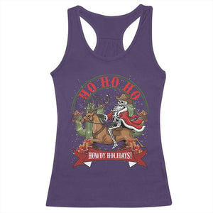 Funny Western Skeleton Cowboy Christmas Racerback Tank Top Howdy Holidays TS12 Purple Print Your Wear