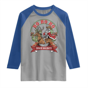 Funny Western Skeleton Cowboy Christmas Raglan Shirt Howdy Holidays TS12 Sport Gray Royal Print Your Wear