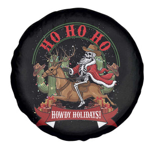 Funny Western Skeleton Cowboy Christmas Spare Tire Cover Howdy Holidays TS12 Print Your Wear