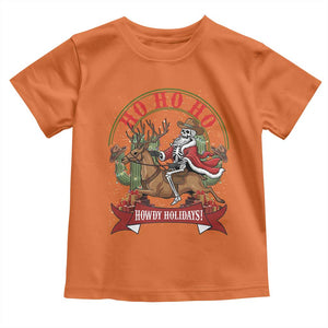 Funny Western Skeleton Cowboy Christmas Toddler T Shirt Howdy Holidays TS12 Orange Print Your Wear