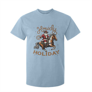 Black Santa Howdy Western Cowboy T Shirt For Kid Christmas Gift TS12 Light Blue Print Your Wear