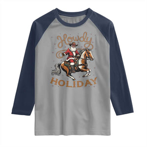 Black Santa Howdy Western Cowboy Raglan Shirt Christmas Gift TS12 Sport Gray Navy Print Your Wear