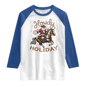 Black Santa Howdy Western Cowboy Raglan Shirt Christmas Gift TS12 White Royal Print Your Wear