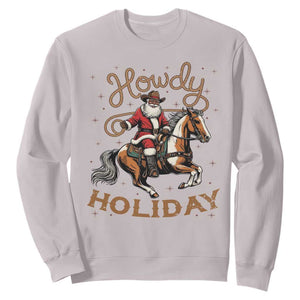 Black Santa Howdy Western Cowboy Sweatshirt Christmas Gift TS12 Ice Gray Print Your Wear