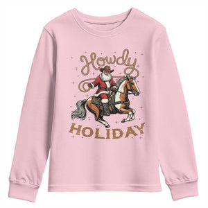 Black Santa Howdy Western Cowboy Youth Sweatshirt Christmas Gift TS12 Light Pink Print Your Wear